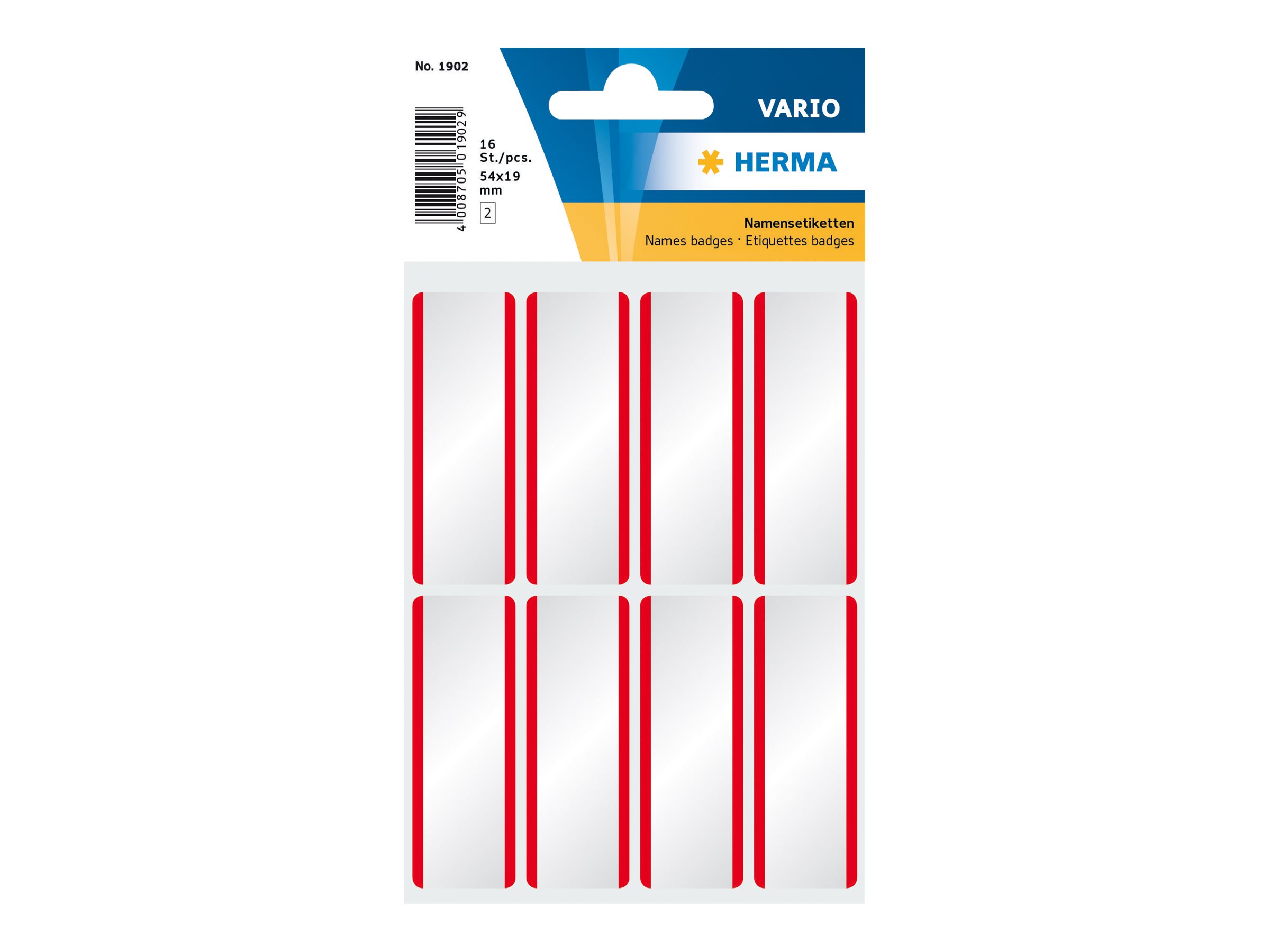 16 HERMA Namensetiketten 1902 weiss 54,0 x 19,0 mm 16 HERMA Namensetiketten 1902 weiss 54,0 x 19,0 mm