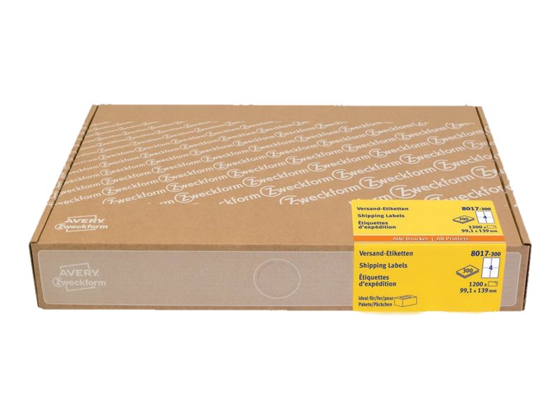 1.200 AVERY Zweckform Versandetiketten 8017-300 weiÃ 99,1 x 143,5 mm