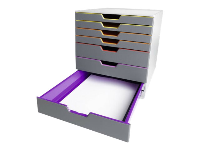 DURABLE Schubladenbox VARICOLOR® dunkelgrau mit bunten Farblinien 760727, DIN C4 mit 7 Schubladen DURABLE Schubladenbox VARICOLOR® dunkelgrau mit bunten Farblinien 760727, DIN C4 mit 7 Schubladen