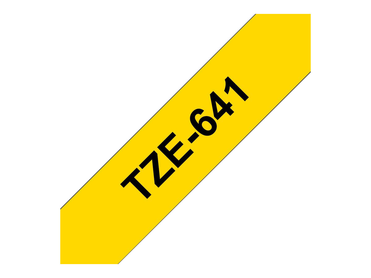 Schriftbandkassette Brother 18mm gelb/schwarz  TZE641