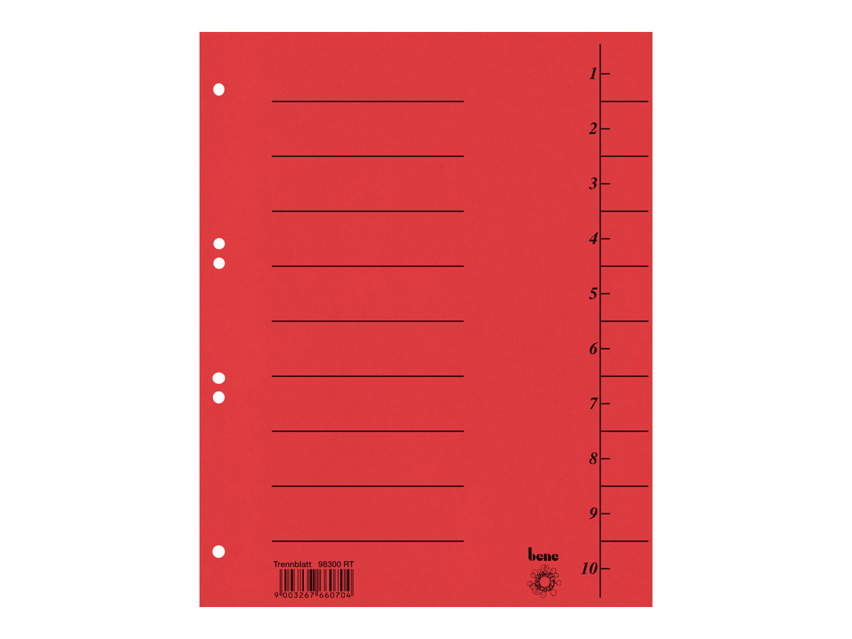 bene Trennblaetter 1-10 rot, 50 St. bene Trennblaetter 1-10 rot, 50 St.