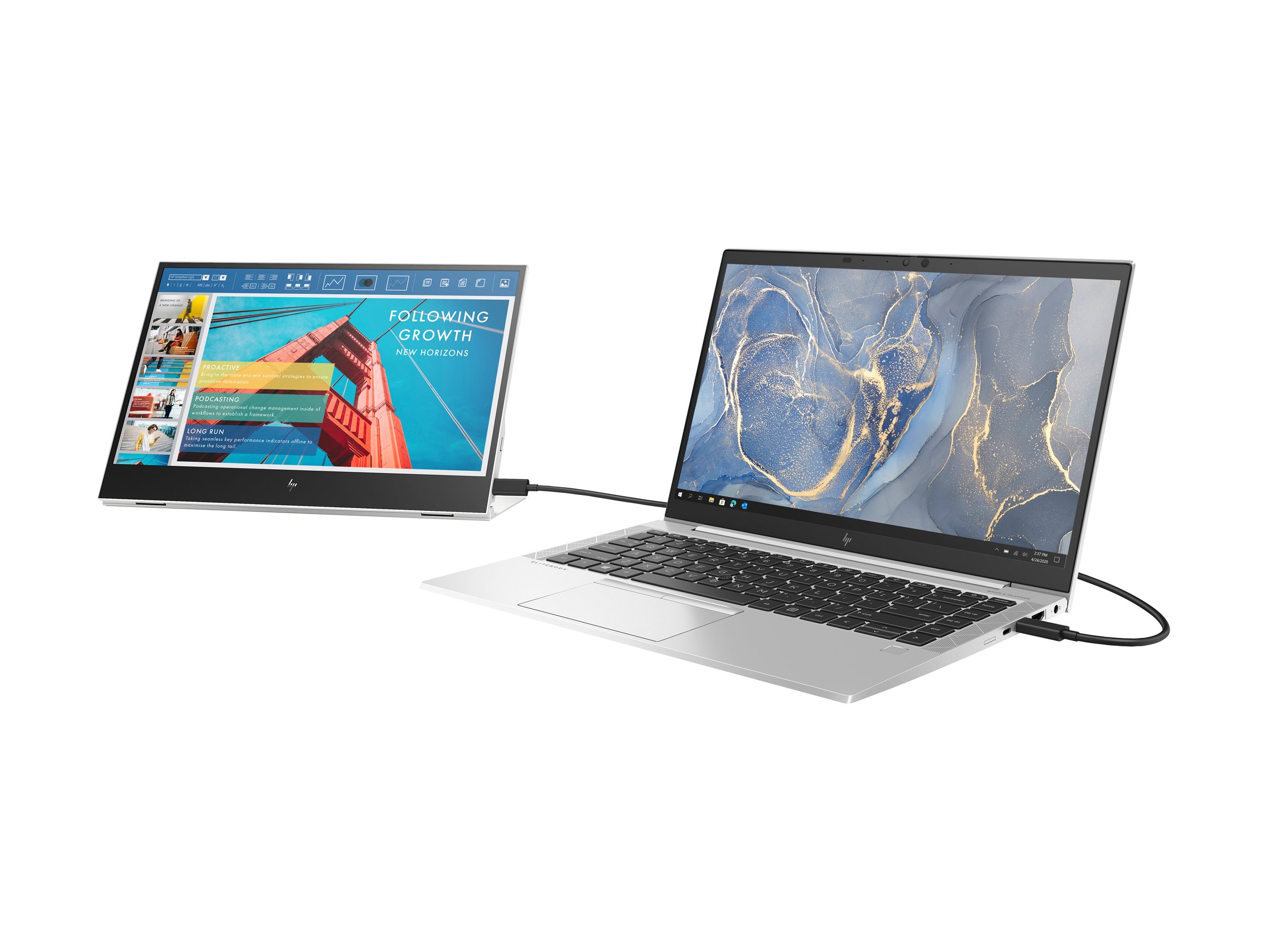 HP E14 G4 35,6cm 14Zoll IPS FHD Portable Monitor 16:9 400cd/m2 5ms GtG 2x USB Type-C with DisplayPort 1.2 Alt mode Silver 3J Gar.