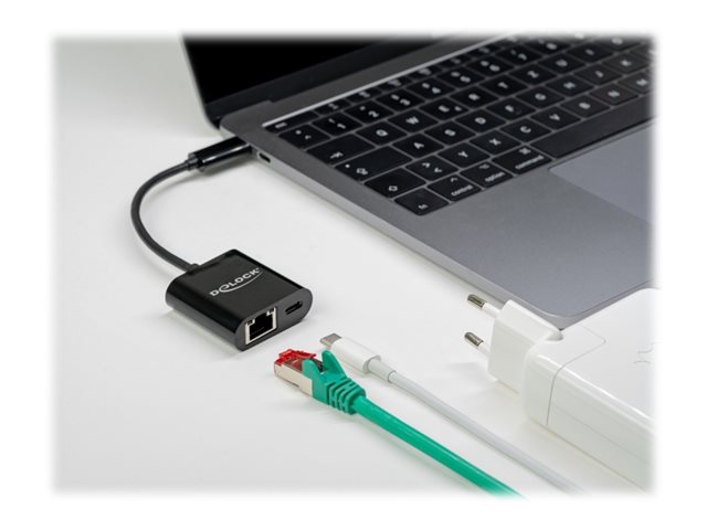 Delock USB Type-C Adapter zu Gigabit LAN 10/100/1000 Mbps mit PD schwarz