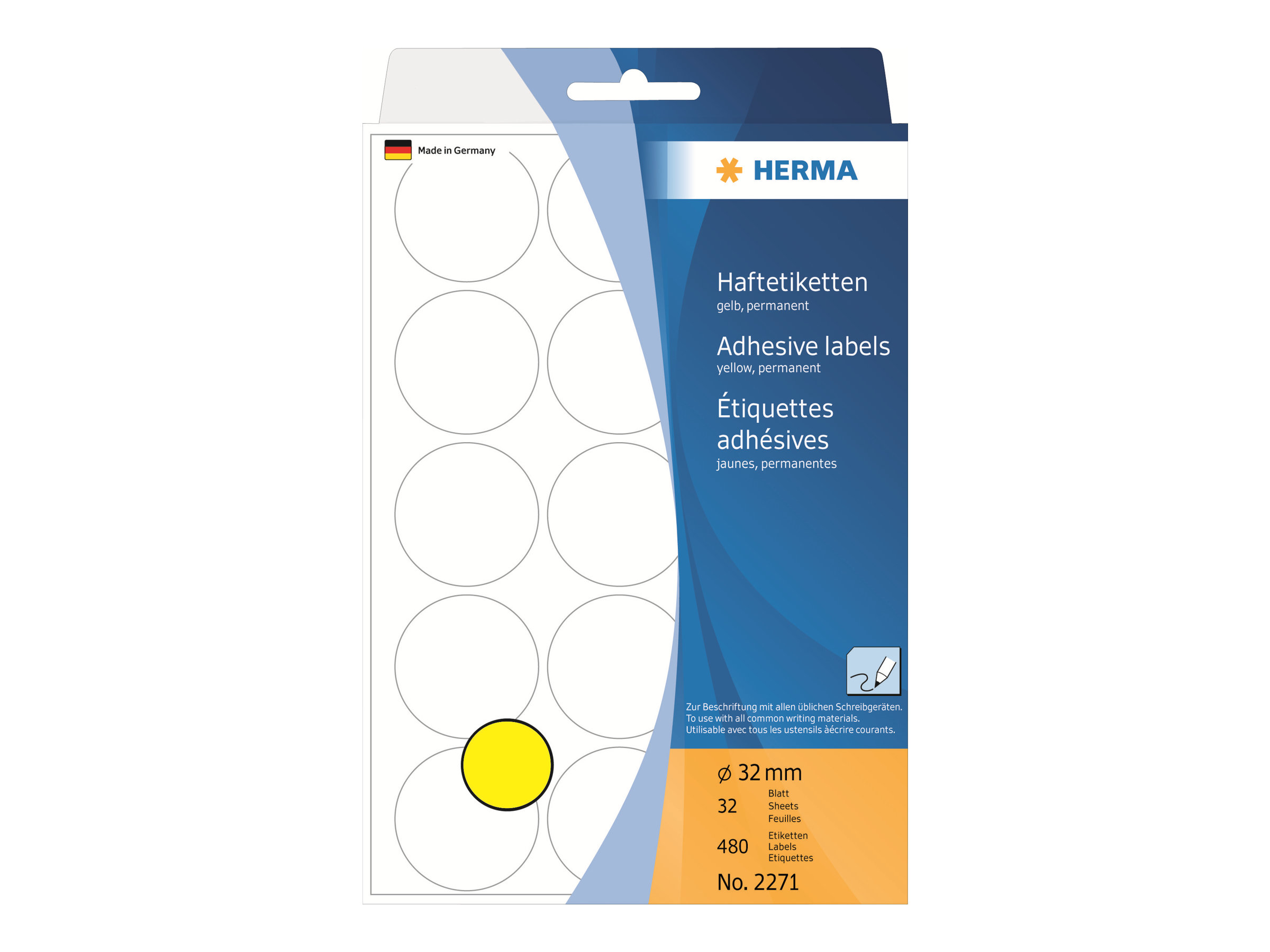 HERMA Klebepunkte 2271 gelb Ø 32,0 mm, 480 St. HERMA Klebepunkte 2271 gelb Ø 32,0 mm, 480 St.