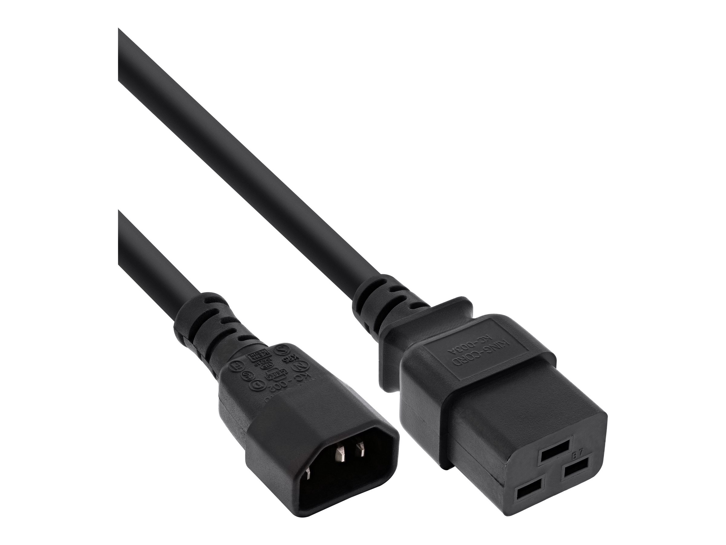 INLINE Netz Adapterkabel IEC-60320 C14 zu C19 3x 1,5mm2 max. 10A schwarz 2m