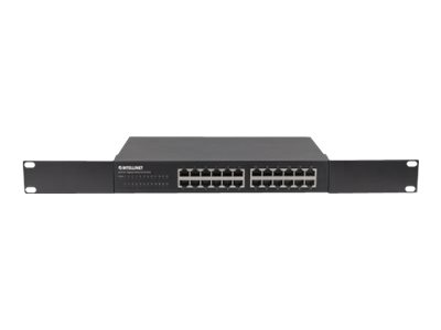 INTELLINET 24-Port Gigabit Ethernet Switch 24x 10/100/1000 Mbit/s RJ45-Ports Desktop 48,3 cm 19 Zoll Rackmount Metall