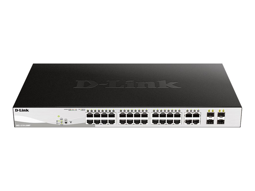 D-LINK DGS-1210-28MP/E 28-Port Layer2 PoE+ Gigabit Smart Managed Switch 24x 10/100/1000BASE-T PoE 4x 100/1000Mbps combo/SFP 370W PoE