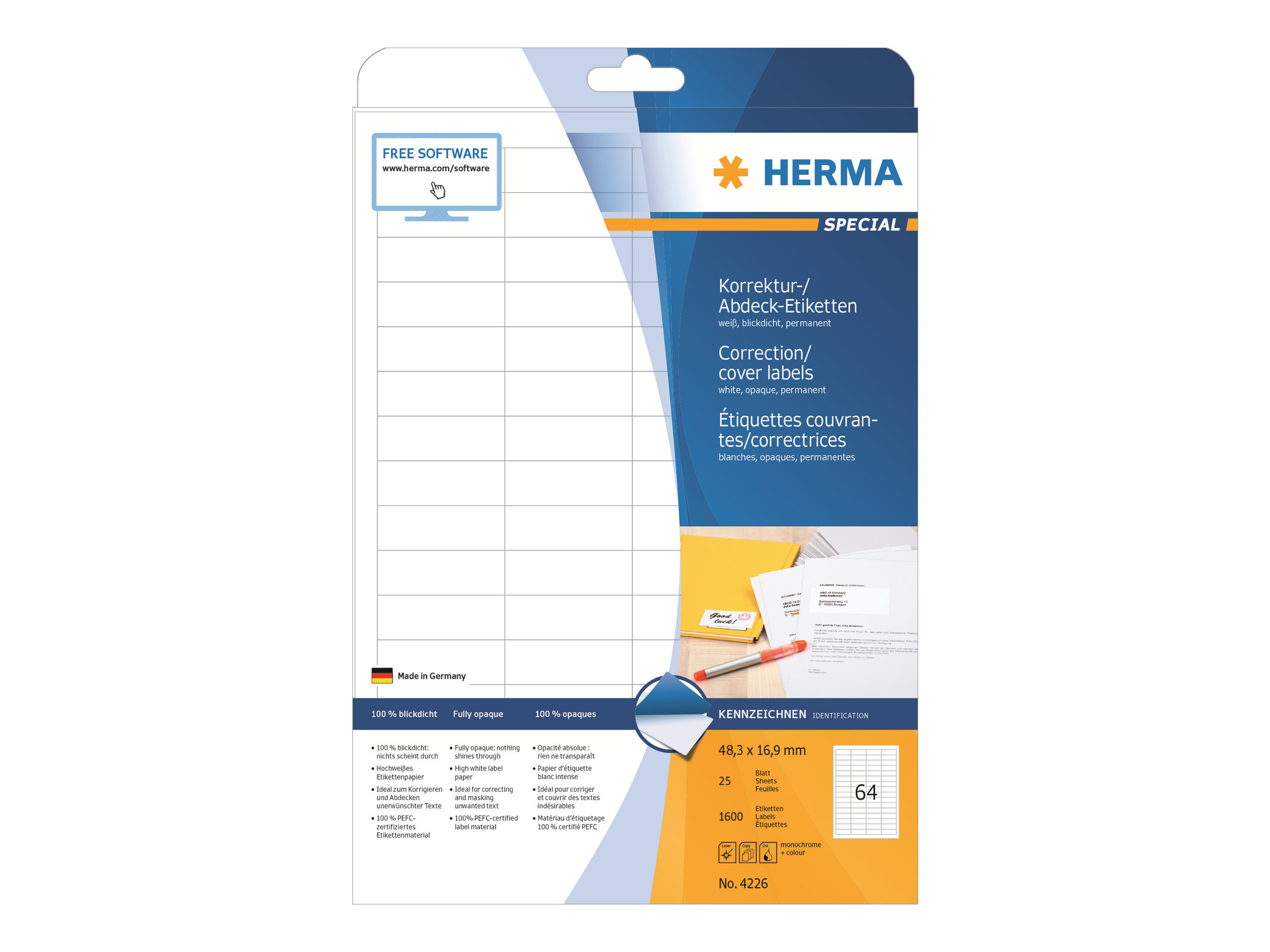 1.600 HERMA Etiketten 4226 weiss 48,3 x 16,9 mm 1.600 HERMA Etiketten 4226 weiss 48,3 x 16,9 mm