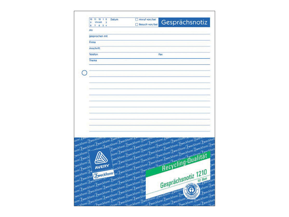 AVERY Zweckform Gespraechsnotiz Formularbuch 1210 AVERY Zweckform Gespraechsnotiz Formularbuch 1210