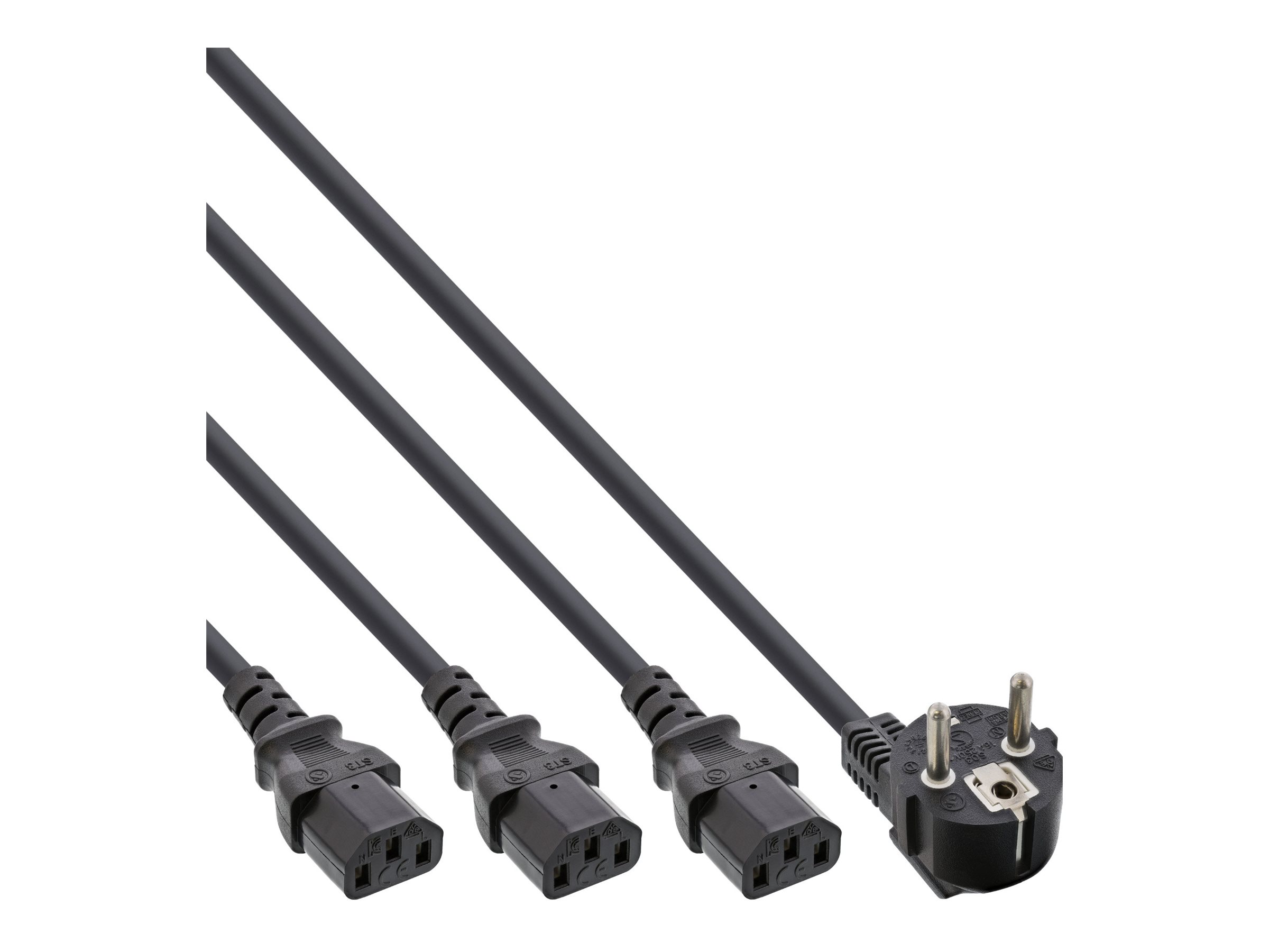 INLINE Netz-Y-Kabel 1x Schutzkontaktstecker zu 3x Kaltgeraetestecker 1,8m