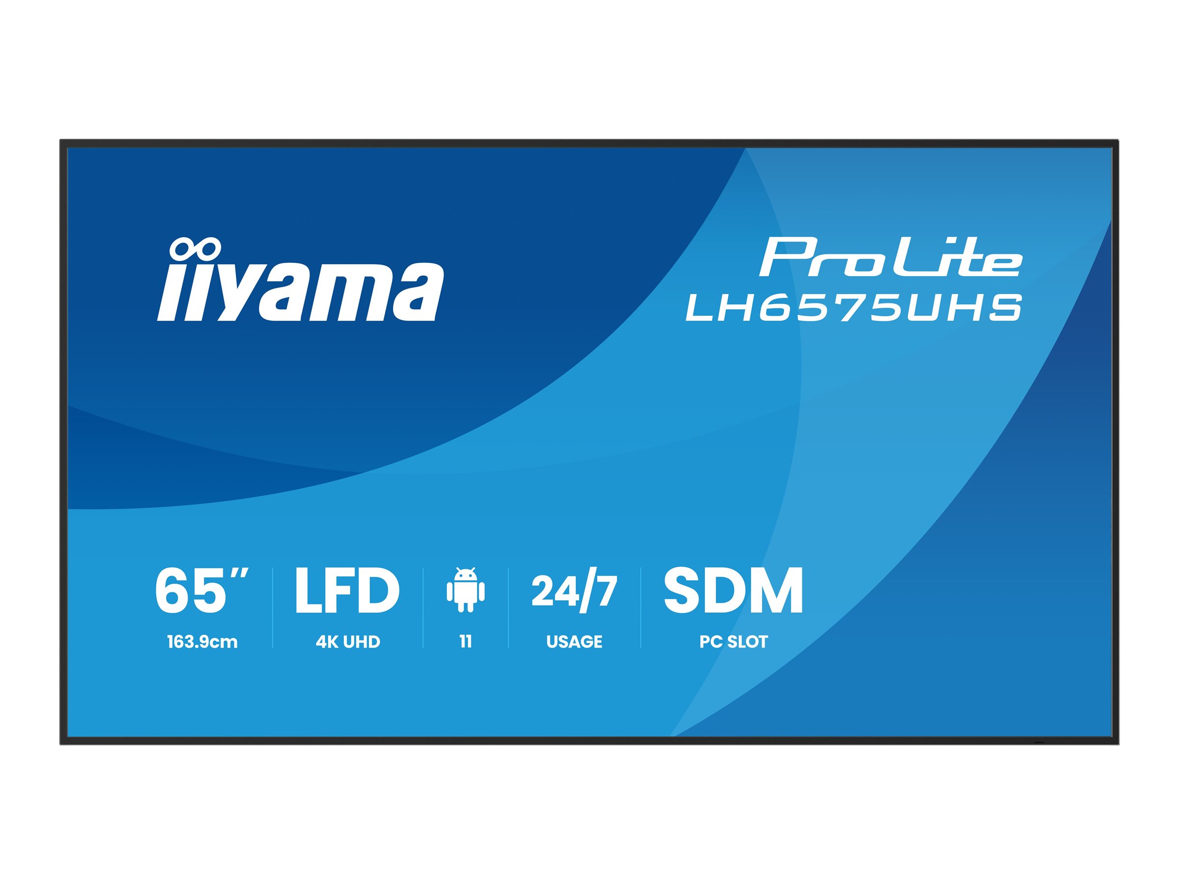 IIYAMA LH6575UHSB2AG 165,1cm 65Zoll 3840x2160 UHD IPS panel Haze 25Percent 500cdm Landscape and Portrait
