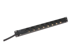 DIGITUS 48,3cm 19Z Steckdosenleiste Aluminium 8fach Schuko schwarz 16A 4000W Zuleitung Schuko inkl. Metallhalterung