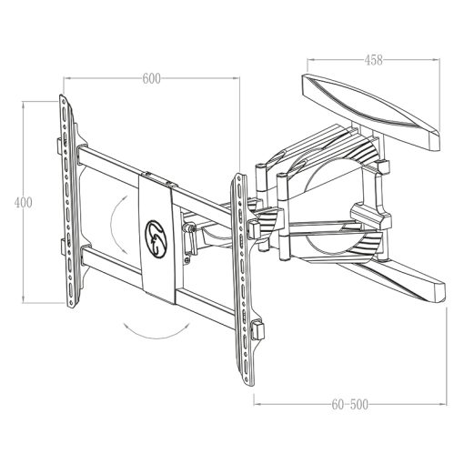 HAGOR BrackIT L HD Wandhalterung neig- und schwenkbar fuer 81-140cm screen max VESA 600x400mm max Traglast 40kg Wandabstand 60-500mm
