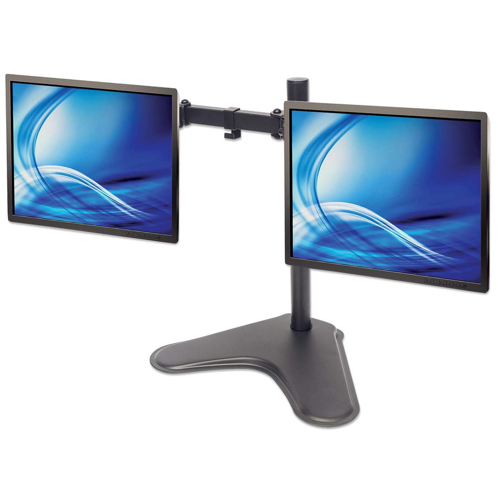 MANHATTAN Standfuss mit Monitorarm fuer 2 Monitore 33,0281,28cm 13Z bis 32Z bis zu 8kg zweifach schwenkbar schwarz