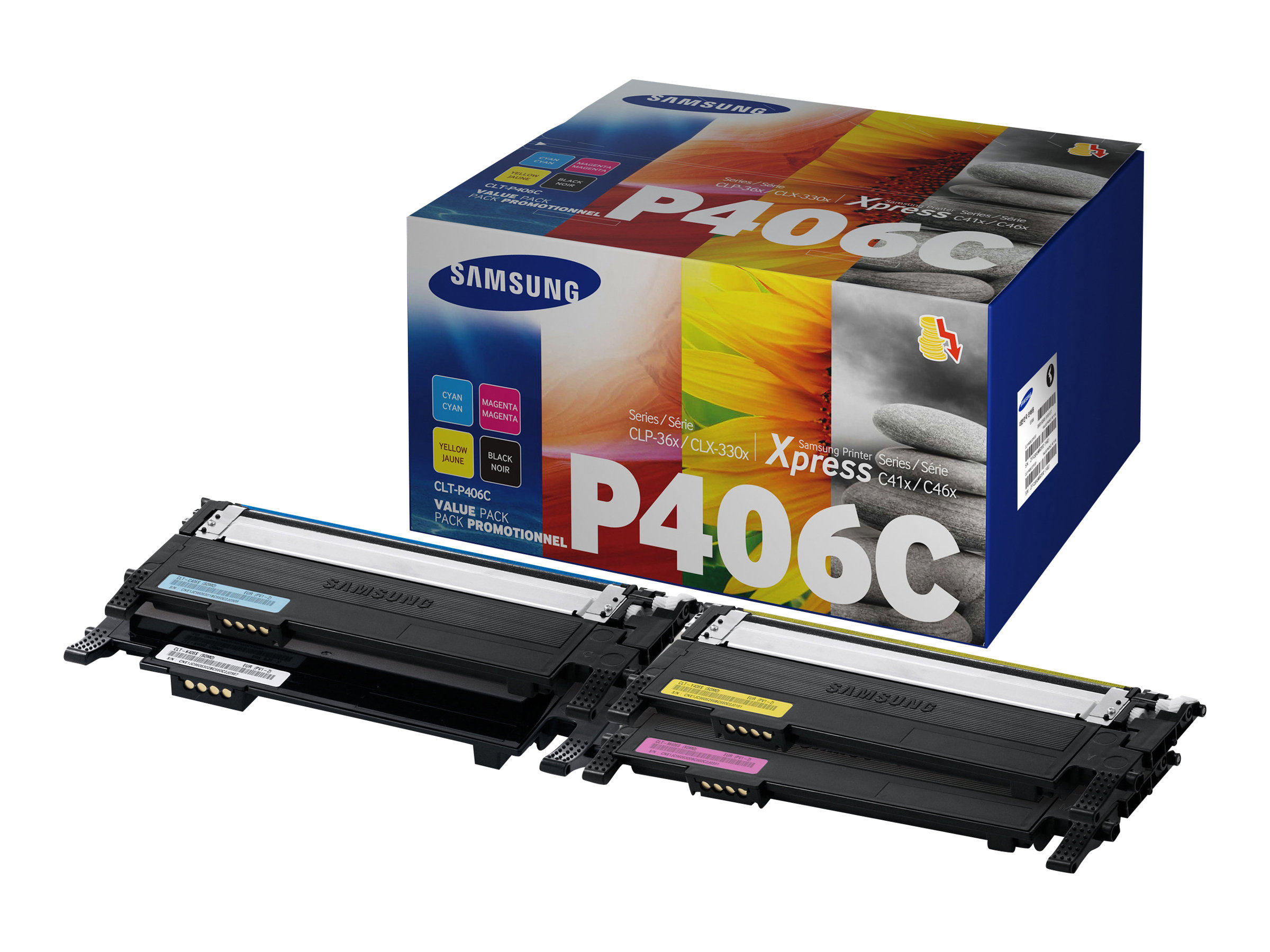 HP CLT-P406C (SU375A) schwarz, cyan, magenta, gelb Toner, 4er-Set HP CLT-P406C (SU375A) schwarz, cyan, magenta, gelb Toner, 4er-Set