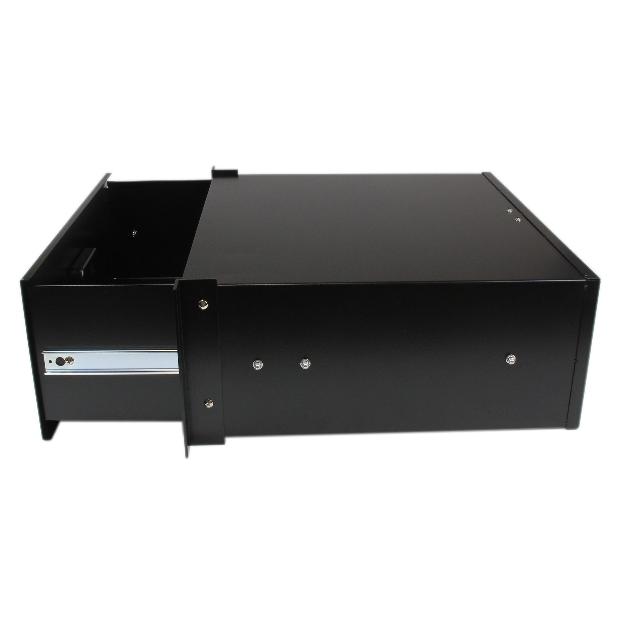 STARTECHCOM 4HE Rackschublade aus Stahlblech in Schwarz Schublade fUer 19 Zoll Rack oder Serverschrank