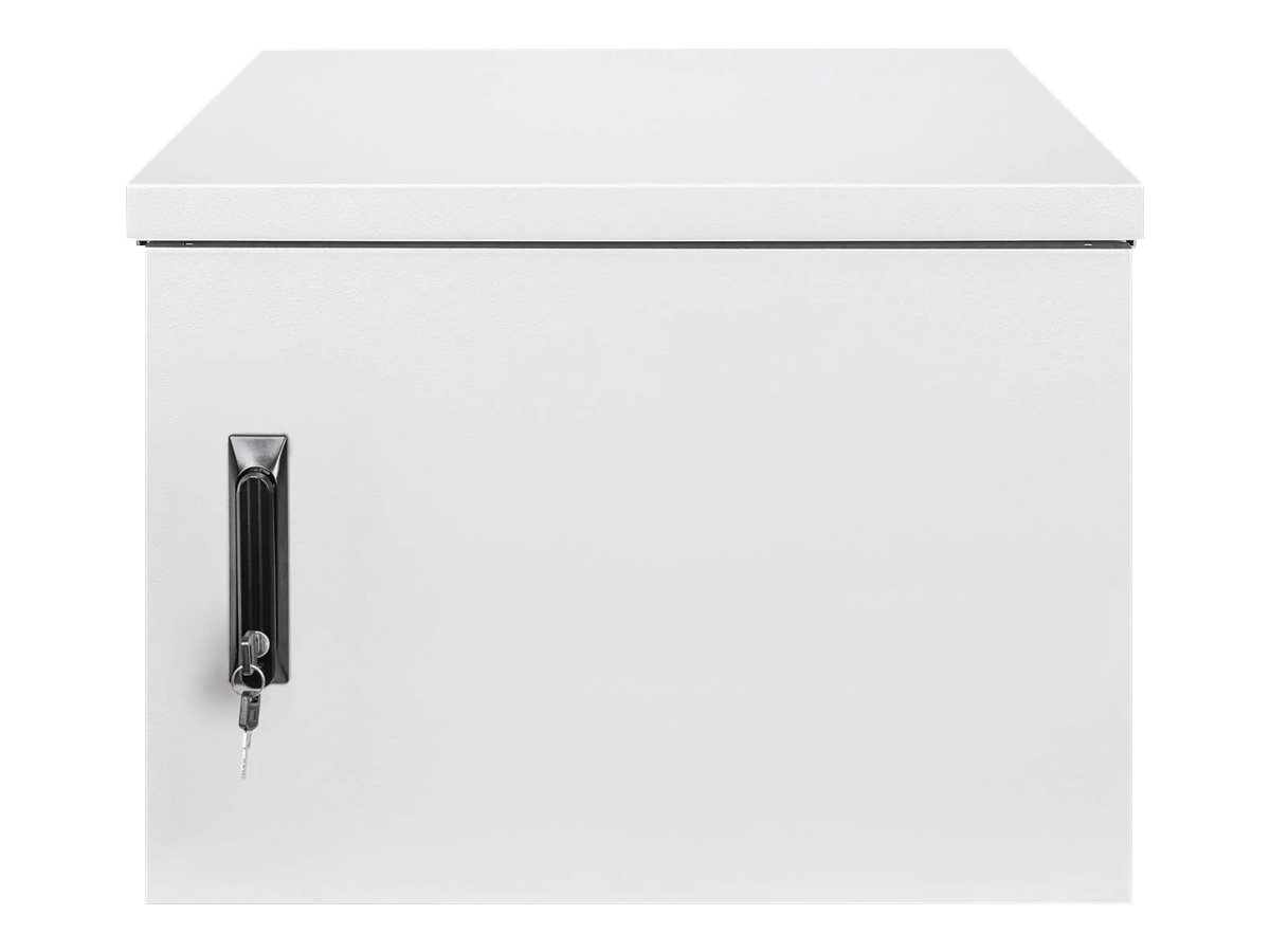 INTELLINET IP55 48,26cm 19Zoll Wandverteiler 9 HE 600mm tief Kuehleinheit im Dach staub- und wasserdichtes Gehaeuse grau RAL7035