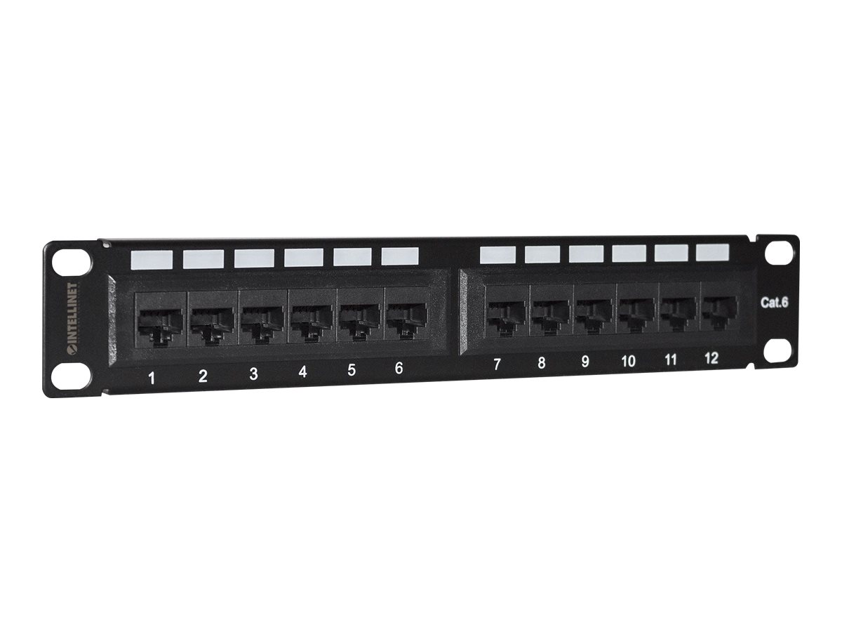 10 Patchpanel 1HE 12-Port Cat6 UTP schwarz