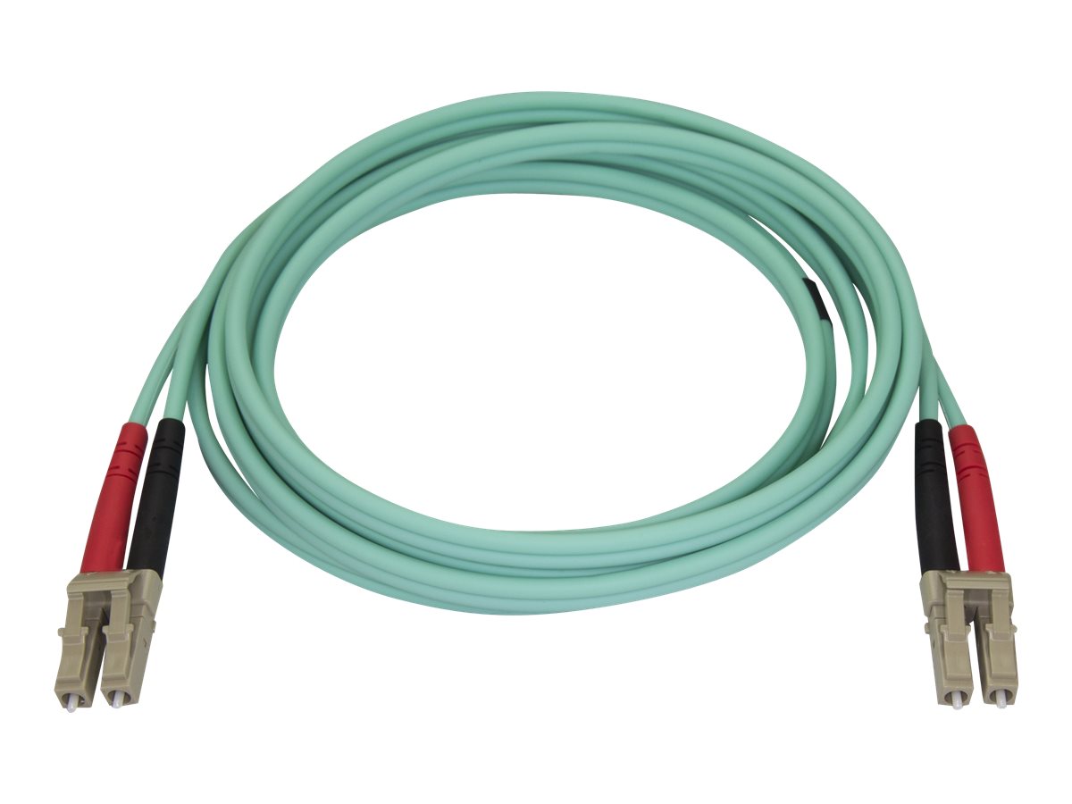 STARTECHCOM Aqua OM4 Duplex Multimode Fiber 2m 6 ft 100 Gb 50125 OM4 Fiber LC to LC Fiber Patch Cable