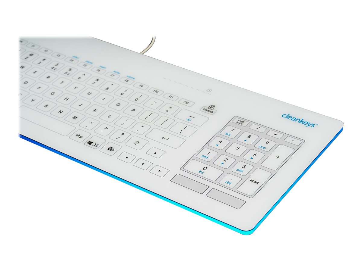 GETT CLEANKEYS CK5 kapazitive Glastastatur integr.Touchpad und NUM block IP65 wasserdicht desinfizierbar Gorilla Glas Layout: DE