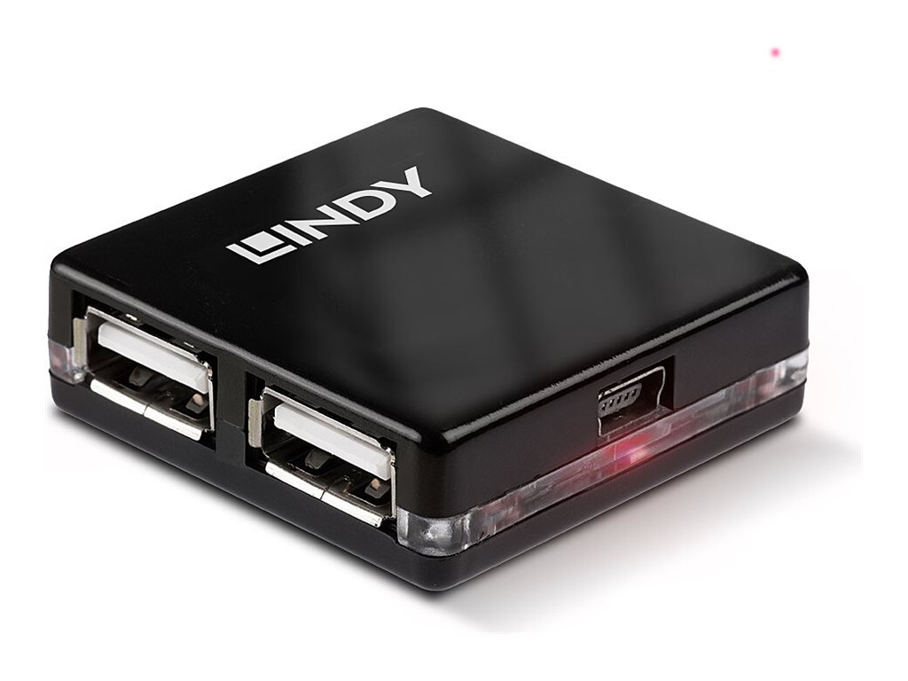 LINDY USB 2.0 Mini Hub 4 Port, 4x4cm Bus powered only LINDY USB 2.0 Mini Hub 4 Port, 4x4cm Bus powered only