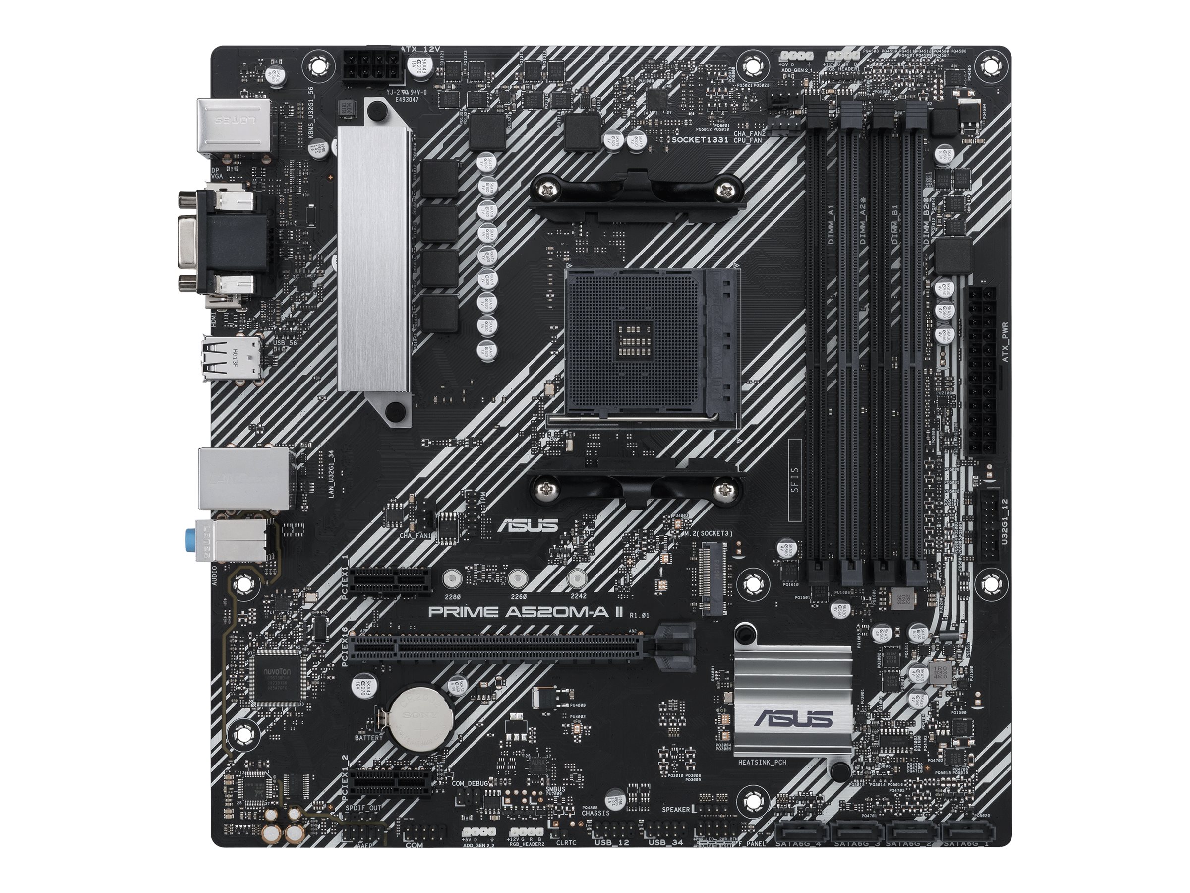 ASUS PRIME A520MA IICSM AMD A520 Socket AM4 mATX motherboard features M2 DP HDMI DSub SATA 6 Gbps USB 32 Gen 1 ports