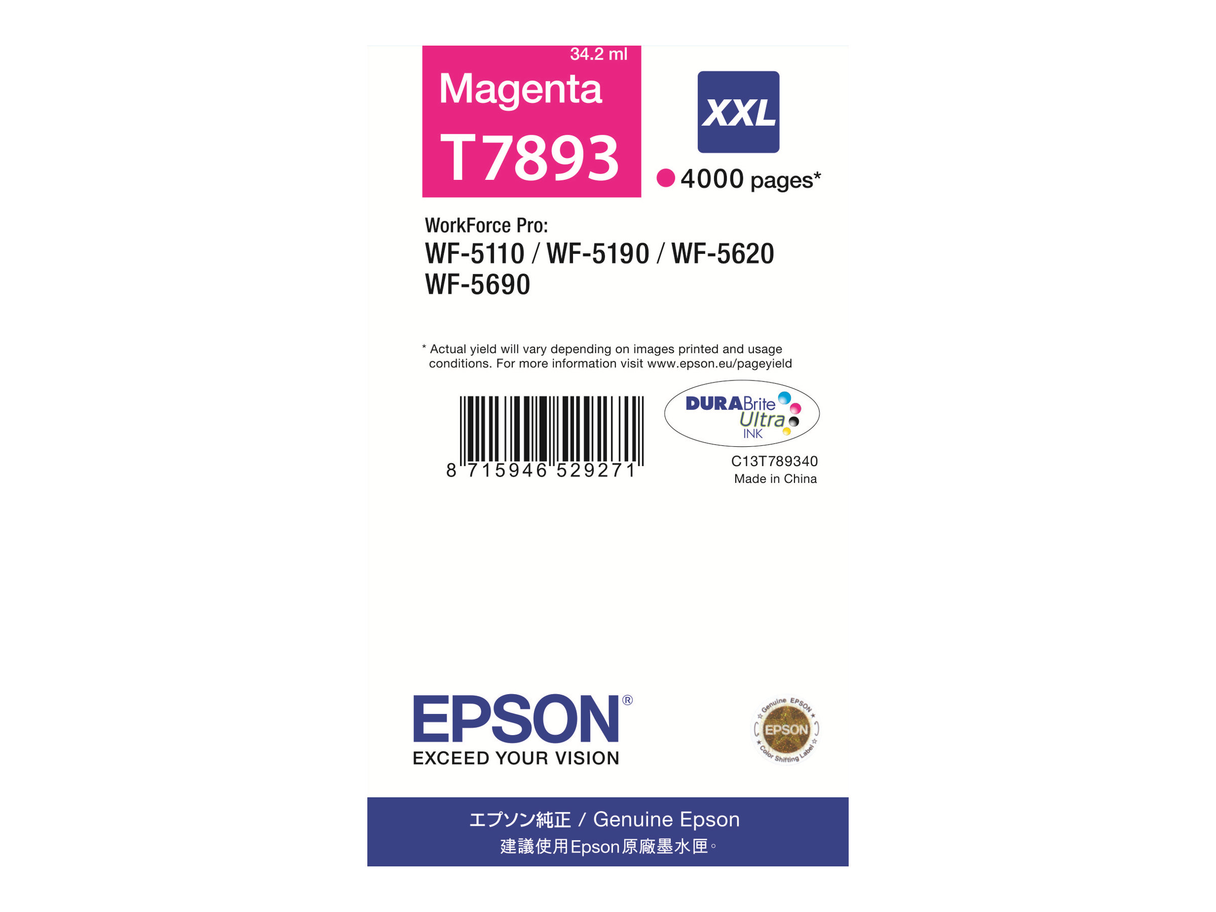 C13T789340 EPSON WF Tinte magenta EHC C13T789340 EPSON WF Tinte magenta EHC