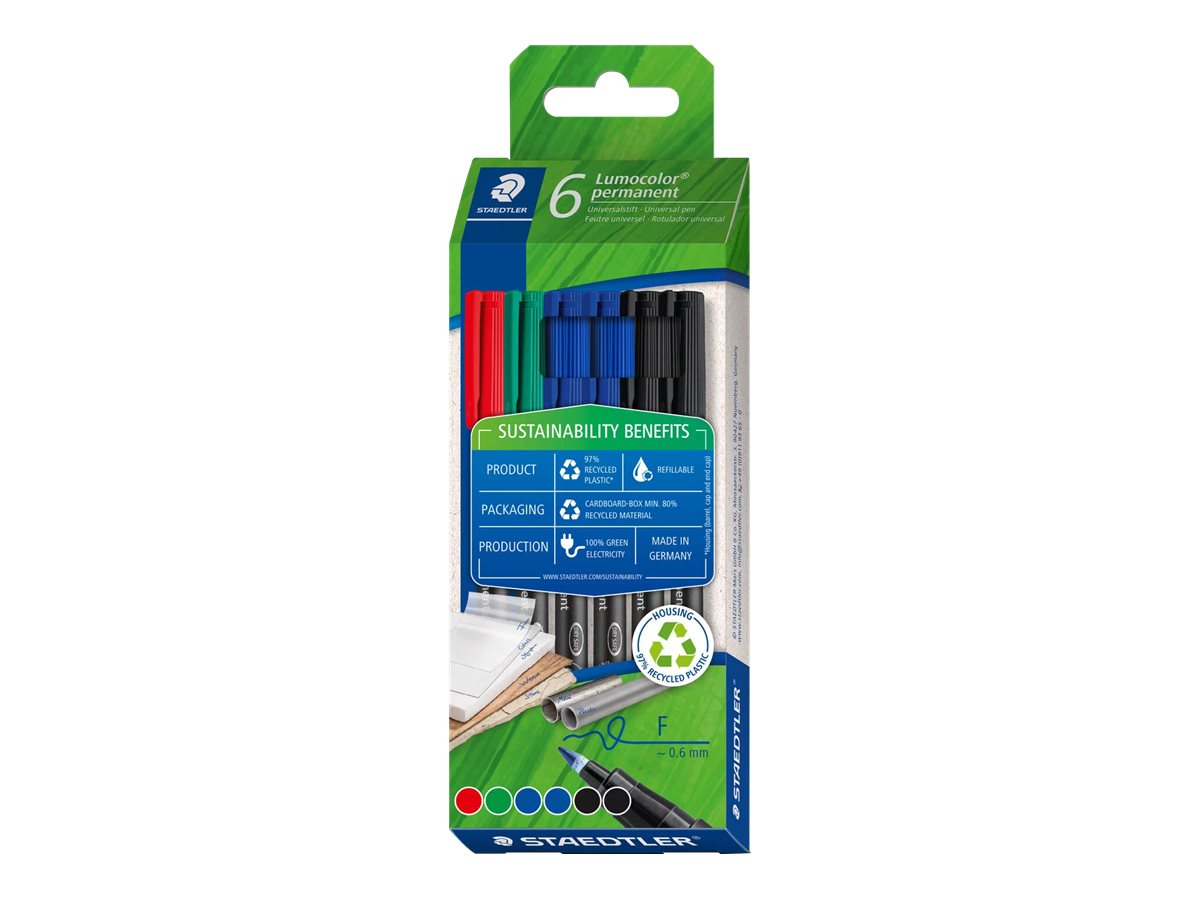 STAEDTLER Lumocolor Folienstifte-Set farbsortiert permanent 6 St. STAEDTLER Lumocolor Folienstifte-Set farbsortiert permanent 6 St.