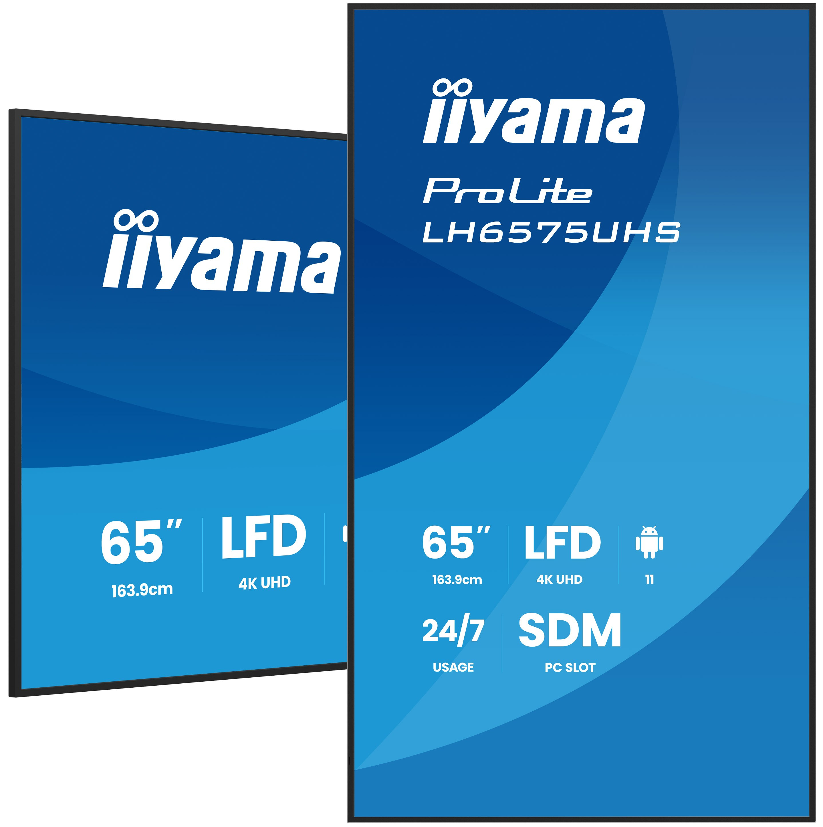 IIYAMA LH6575UHSB2AG 165,1cm 65Zoll 3840x2160 UHD IPS panel Haze 25Percent 500cdm Landscape and Portrait