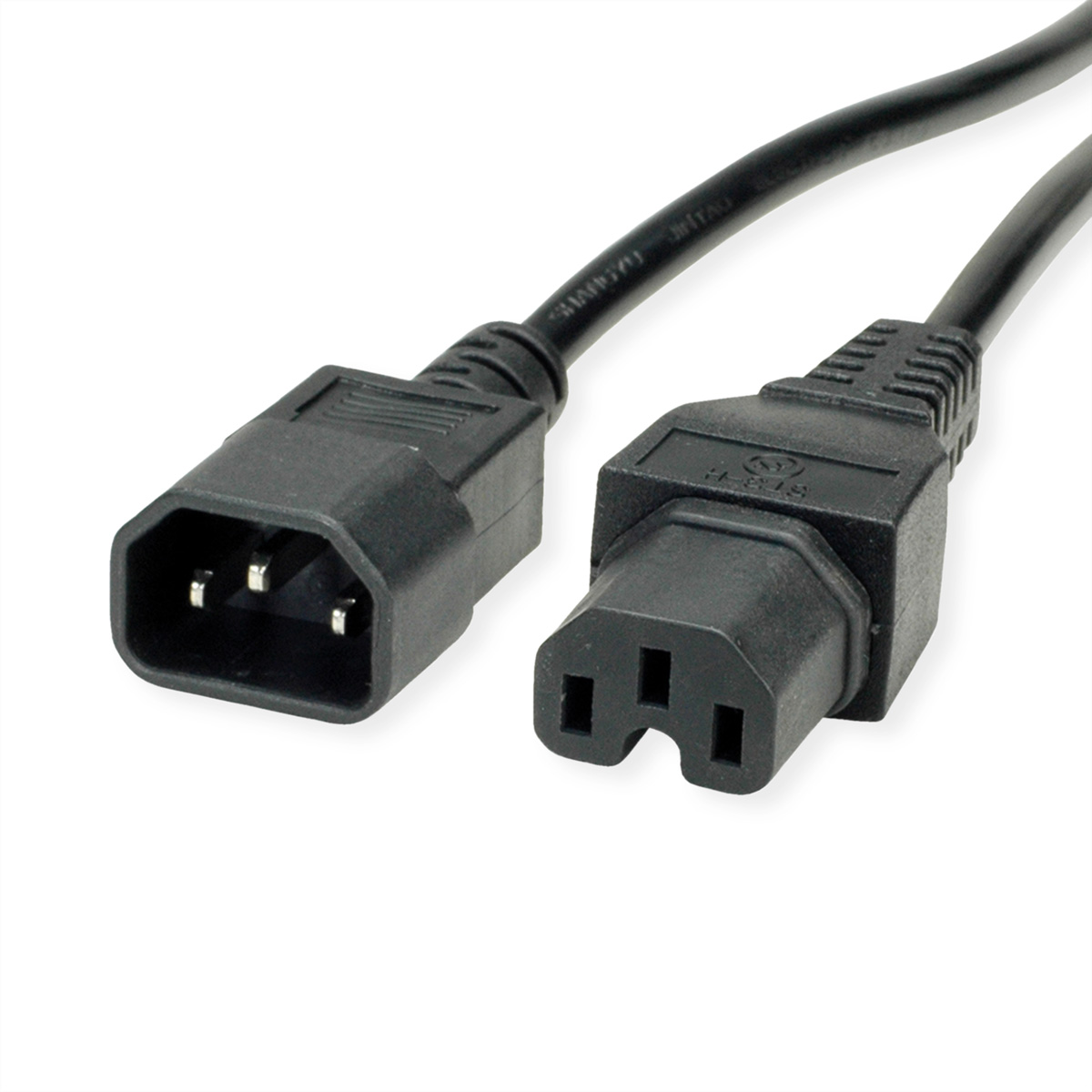 VALUE Netzkabel IEC320/C14 Stecker - C15 Buchse schwarz 1,8m