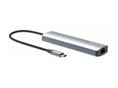 MANHATTAN USB-C PD 7-in-1 Dockingstation USB-C auf 1xHDMI 4K60Hz 2xUSB-A 10 Gbit/s 1xUSB-C PD 100 W 1xGb-RJ45 SD/MicroSD-Kartenleser