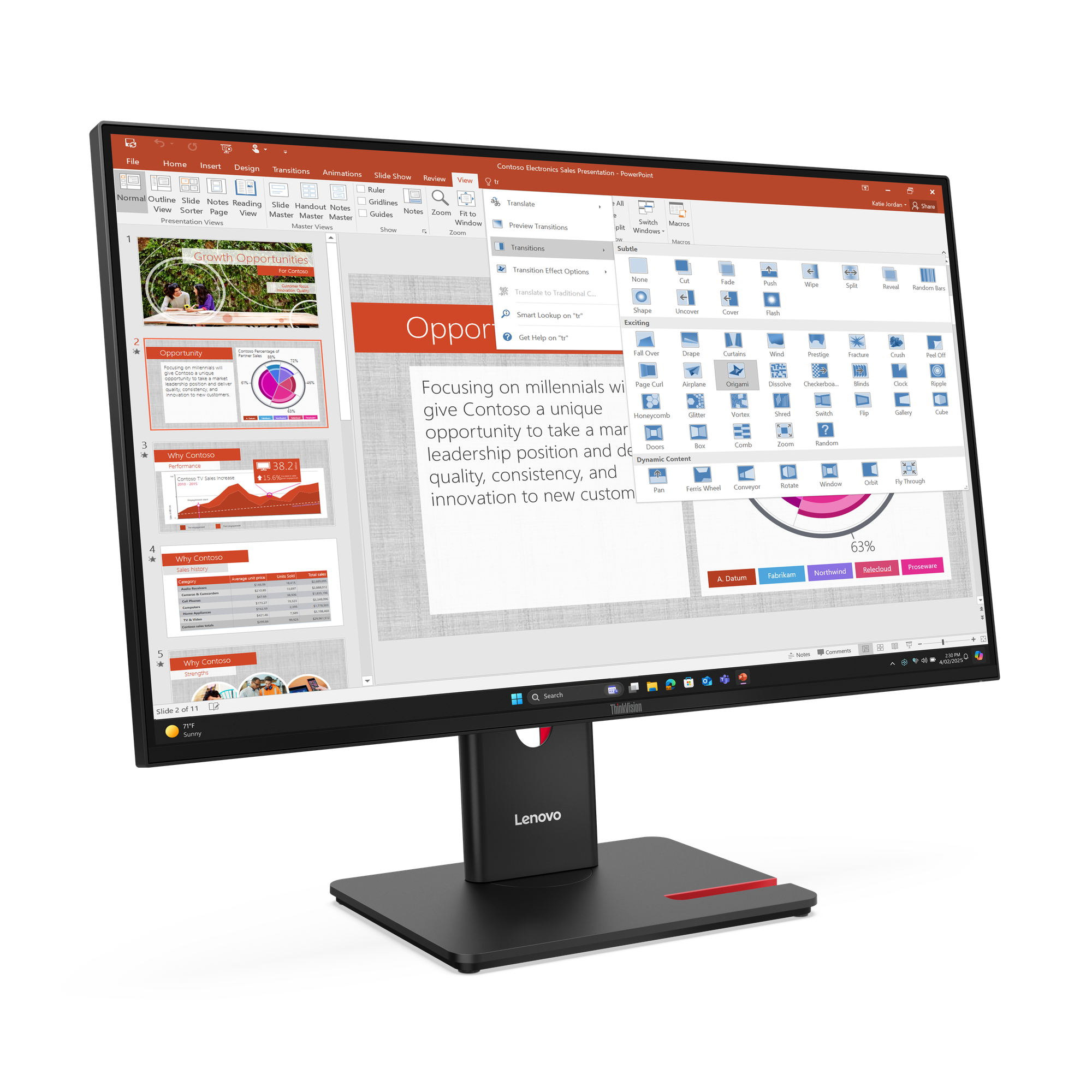 LENOVO ThinkVision T2740 68,58cm 27Zoll IPS 169 1920x1080 300cdm2 15001 HDMI DP VGA USB TopSeller
