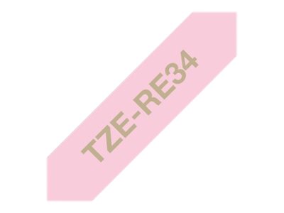 BROTHER TZe-RE34 P-touch textile Schriftband gold/pink 12mm/4m BROTHER TZe-RE34 P-touch textile Schriftband gold/pink 12mm/4m