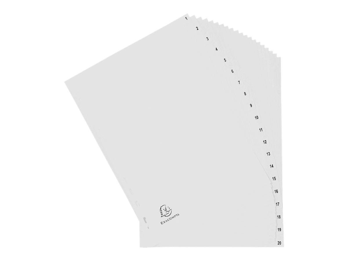 Exacompta Ordnerregister Vollformat 1-20 grau 20-teilig, 1 Satz Exacompta Ordnerregister Vollformat 1-20 grau 20-teilig, 1 Satz