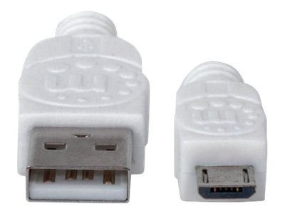 MANHATTAN Hi-Speed USB Micro-B Anschlusskabel USB 2.0 Typ A Stecker - Micro-B Stecker 480 Mbps 1,8m weiss