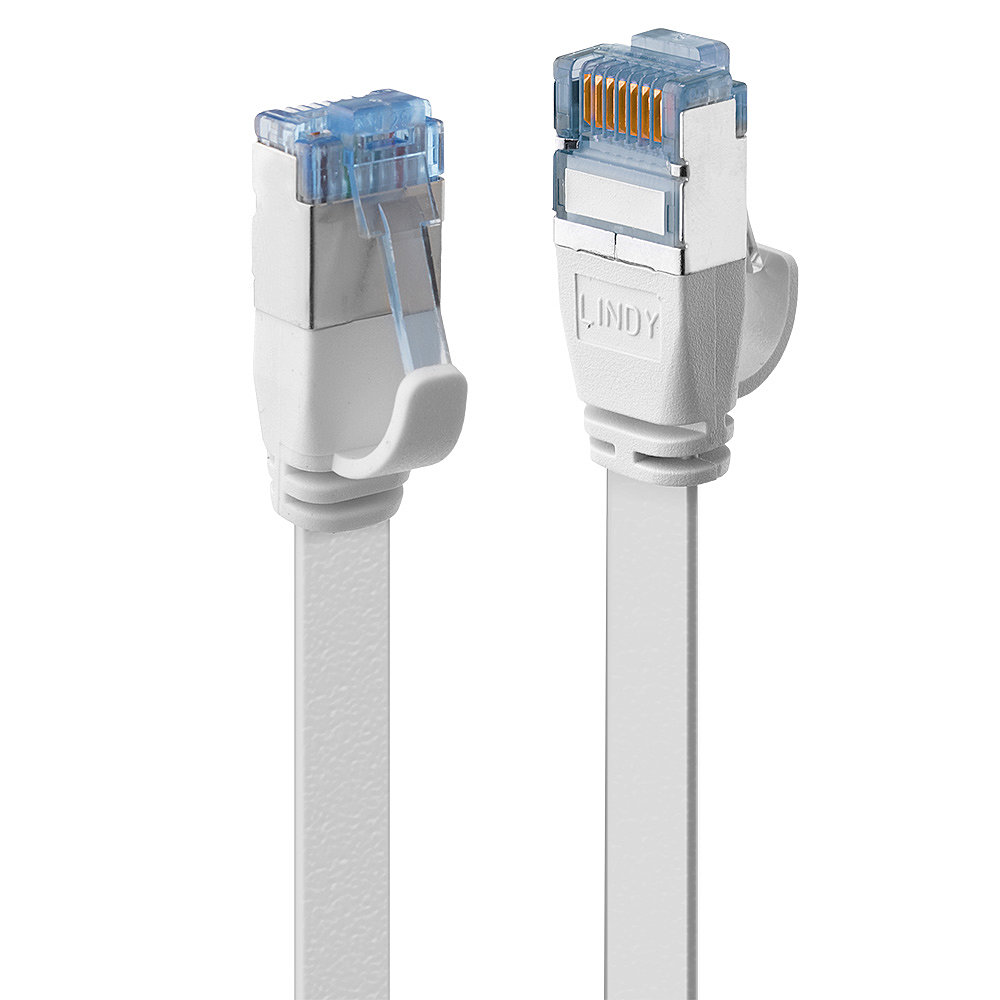 LINDY Cat.6A U/FTP Flachband Patchkabel weiss 1m
