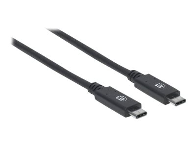 MANHATTAN SuperSpeed+ USB-C Anschlusskabel 1m USB 3.2 Gen2 Typ C-Stecker auf Typ C-Stecker 10 Gbit/s 5 A schwarz
