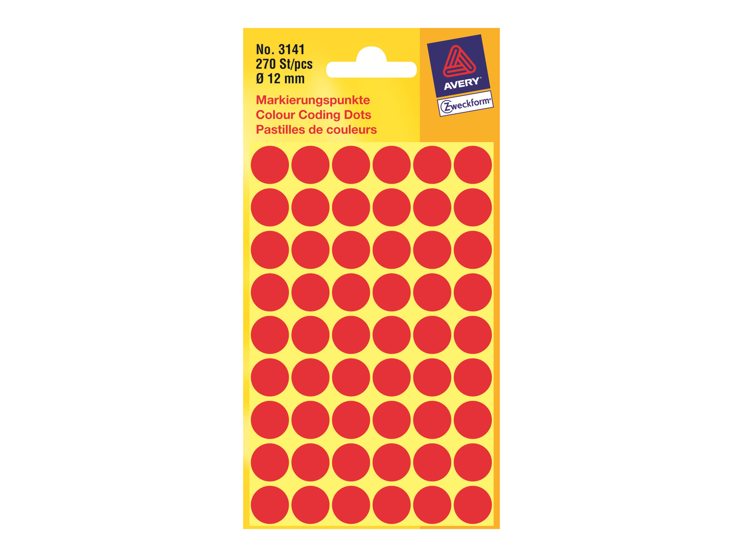 AVERY Zweckform Klebepunkte 3141 rot Ø 12,0 mm, 270 St. AVERY Zweckform Klebepunkte 3141 rot Ø 12,0 mm, 270 St.
