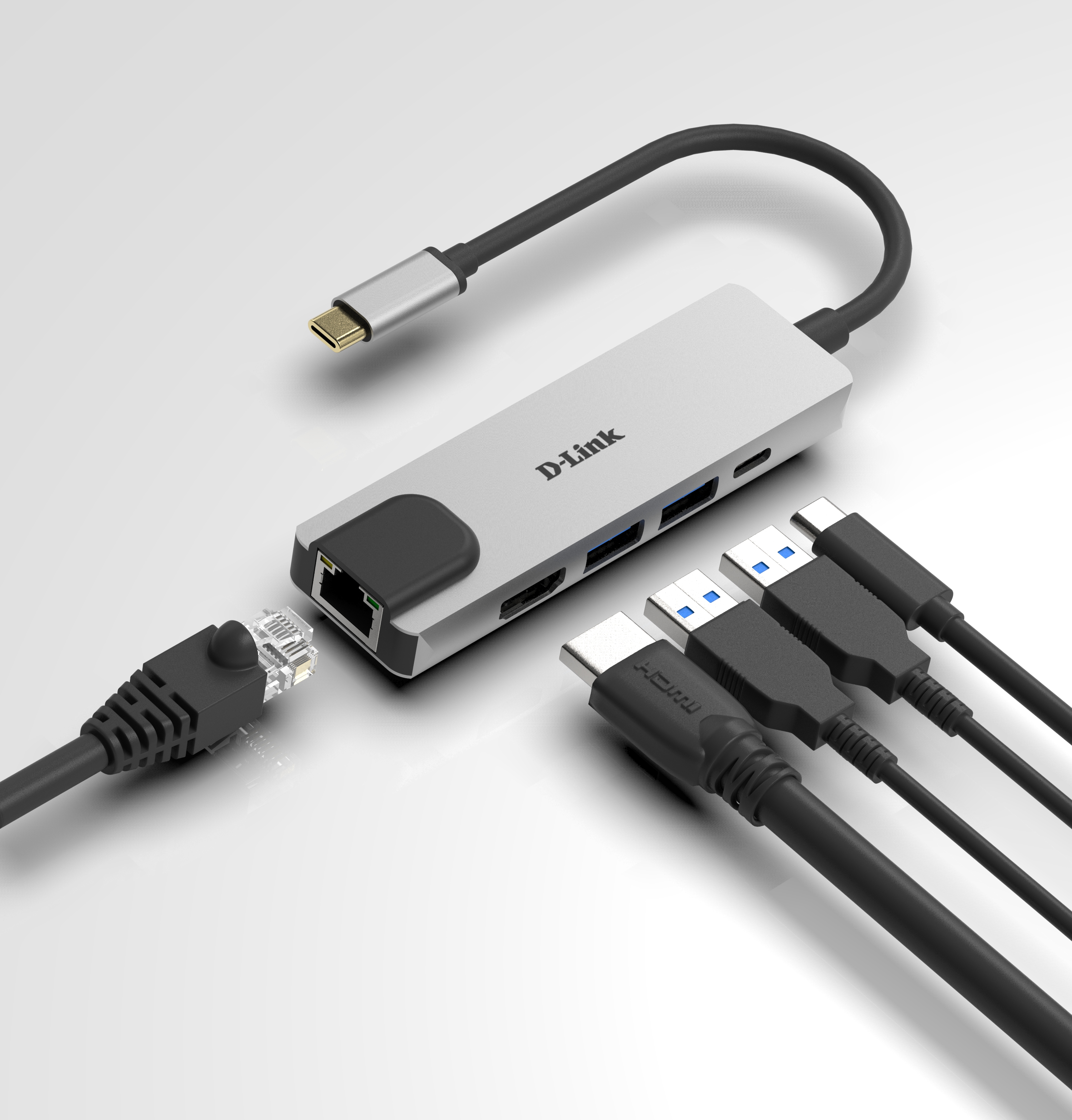 DLINK DUBM520 5In1 USBC Hub 2x SuperSpeed USB 30 1x 4K HDMI 1x USBC mit Ladefunktion bis 60W 1x RJ45