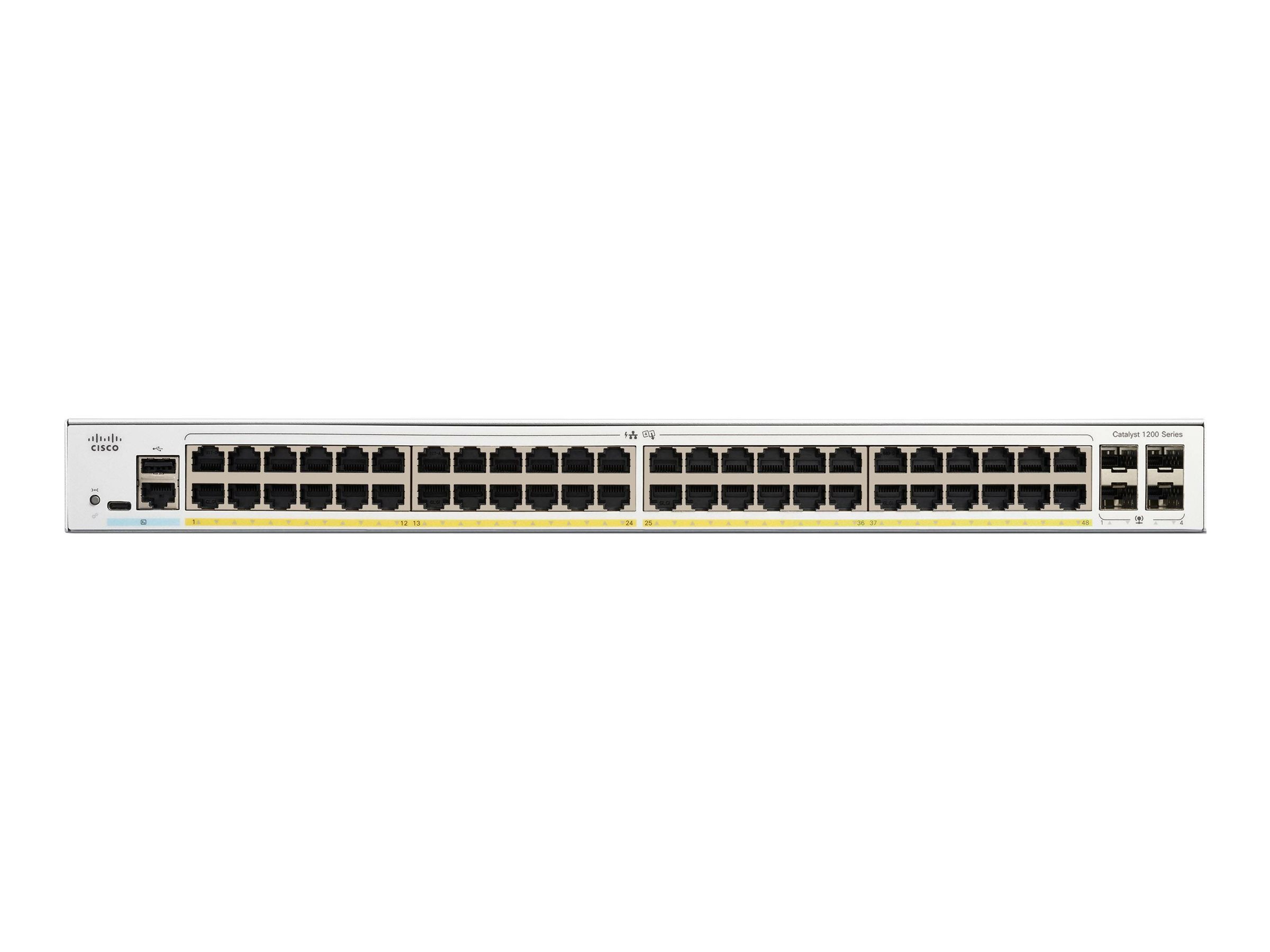 CISCO Catalyst 1200 48-Port Switch / PoE+ with 375W power budget / 4 x 1G SFP Uplinks