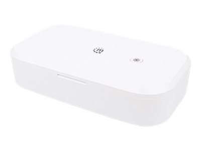 MANHATTAN UV-Desinfektionsbox fuer Smartphones Sterilisator mit UV-Licht fuer Handys Masken Kreditkarten und mehr weiss
