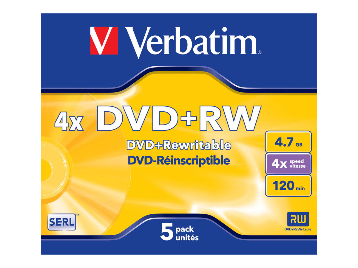 DVD+RW Verbatim 4,7GB  5pcs Pack 4x JewelCase silver retail
