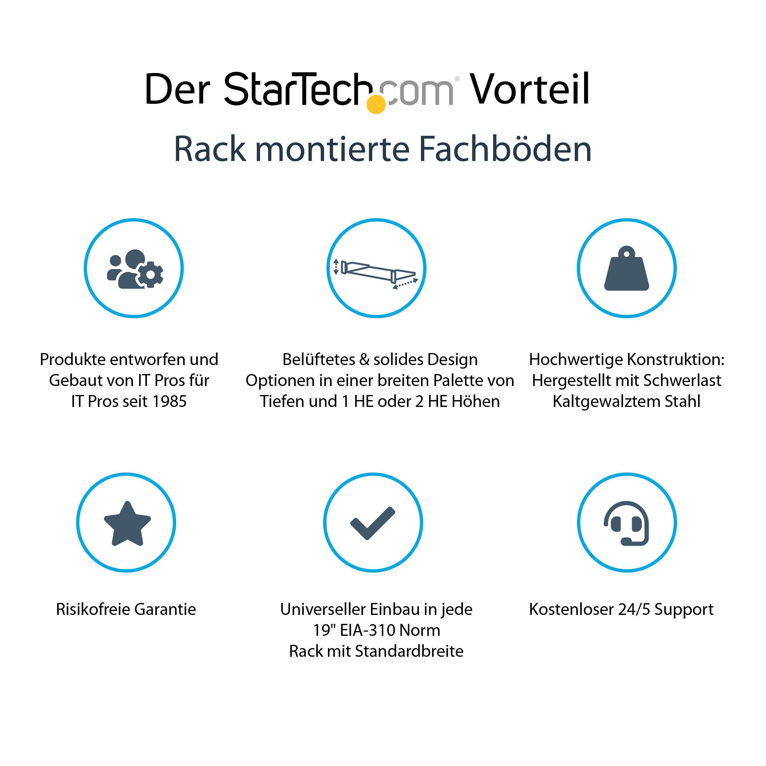 STARTECHCOM 2U 16in Universal Vented Rack Mount Cantilever Shelf Fixed Server Rack Cabinet Shelf 50lbs 22kg