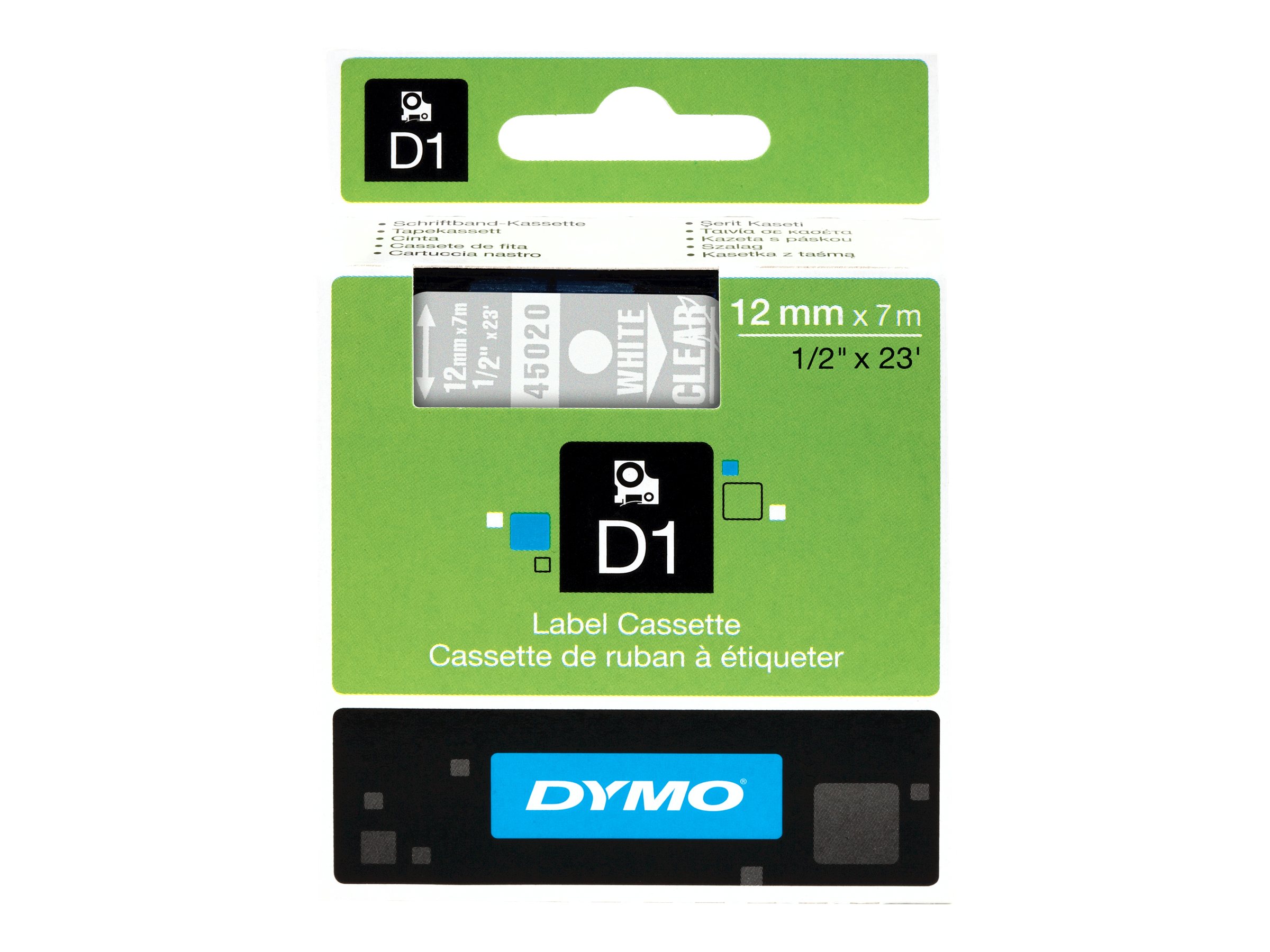 S0720600 DYMO D1 Schriftband 12mm weiss
