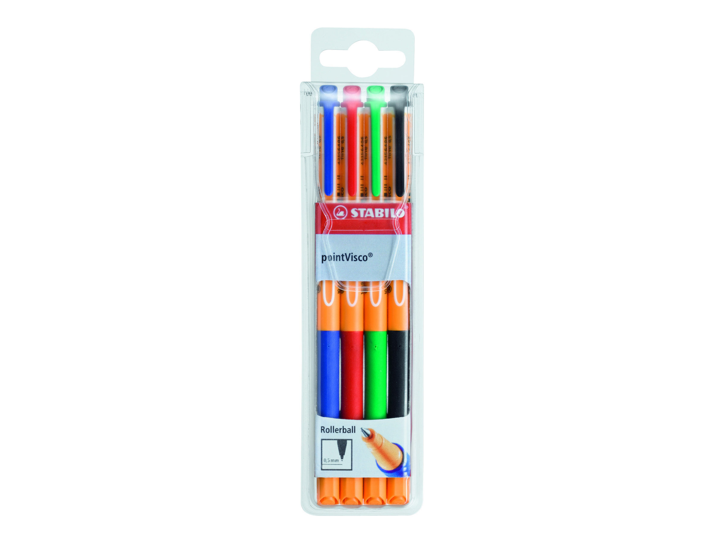 STABILO pointVisco Gelschreiber orange 0,5 mm, Schreibfarbe: farbsortiert, 4 St. STABILO pointVisco Gelschreiber orange 0,5 mm, Schreibfarbe: farbsortiert, 4 St.