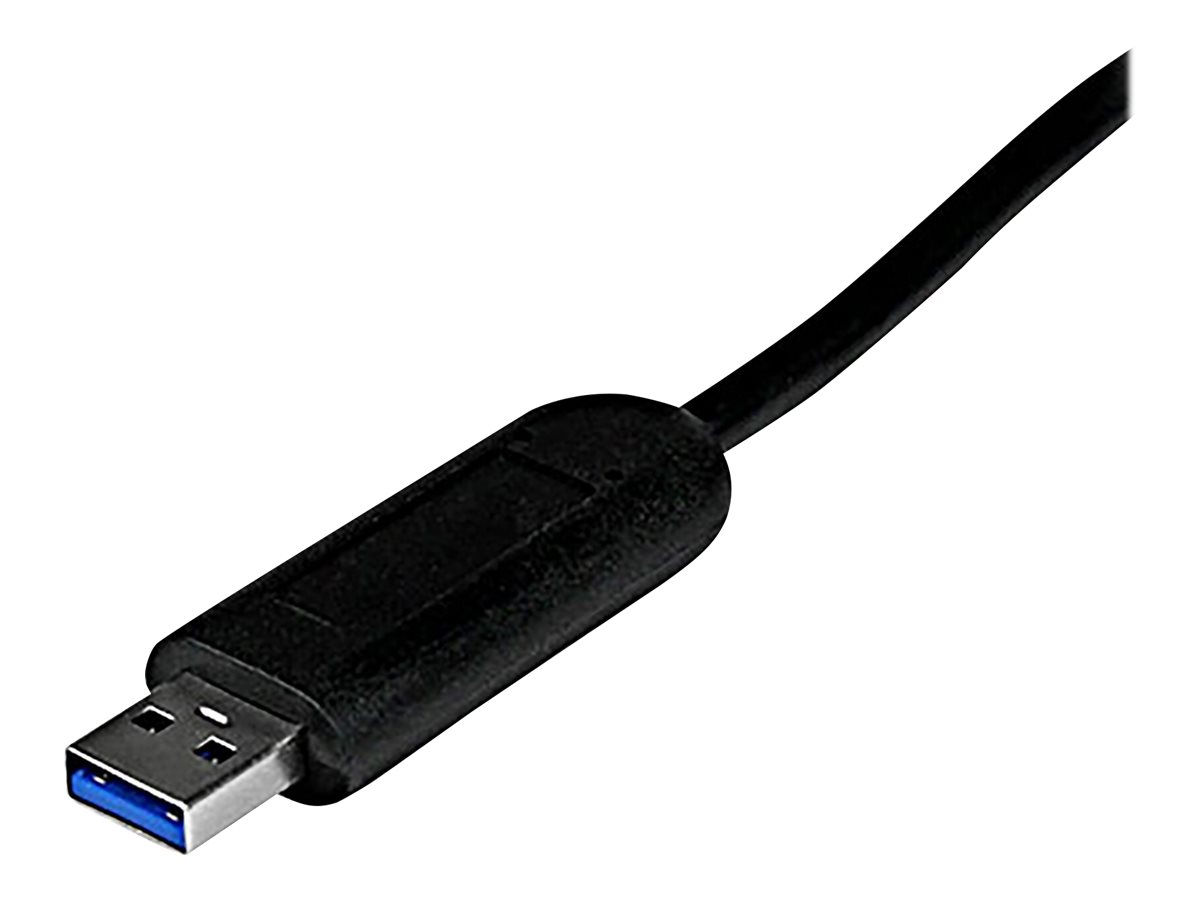 StarTech.com 4 Port USB 3.0 SuperSpeed Hub - Schwarz - Portabler externer USB Hub mit eingebautem Kabel - Hub - 4 Anschlüsse