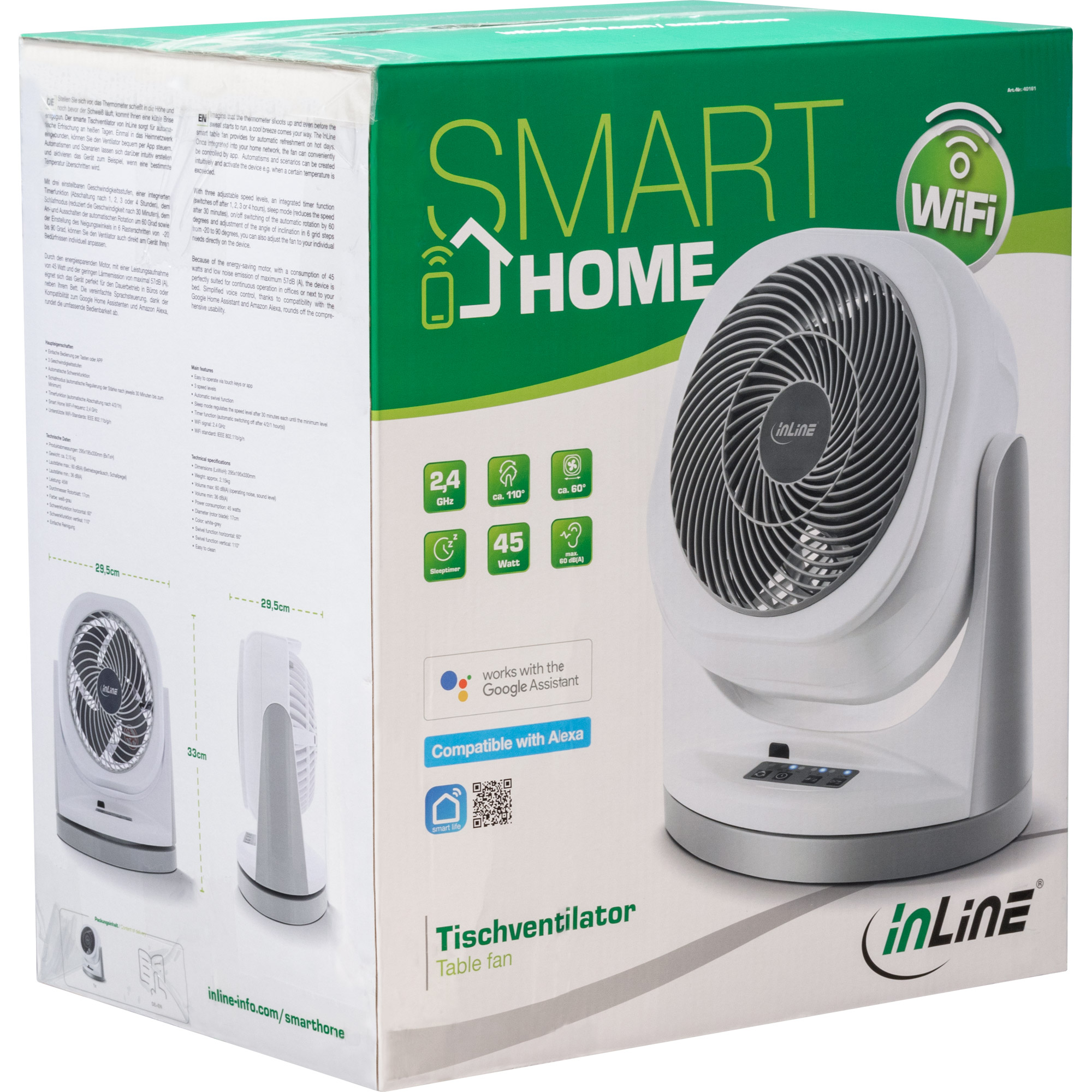INLINE SmartHome Tischventilator weiss