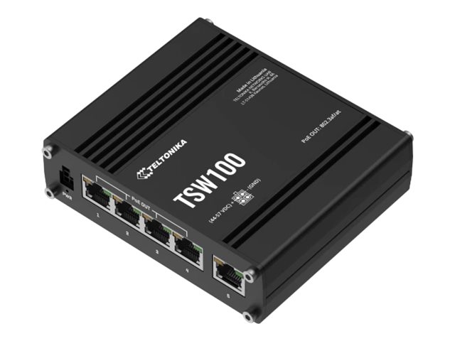 Teltonika TSW100 Industrial 5-Port Switch 4x PoE+