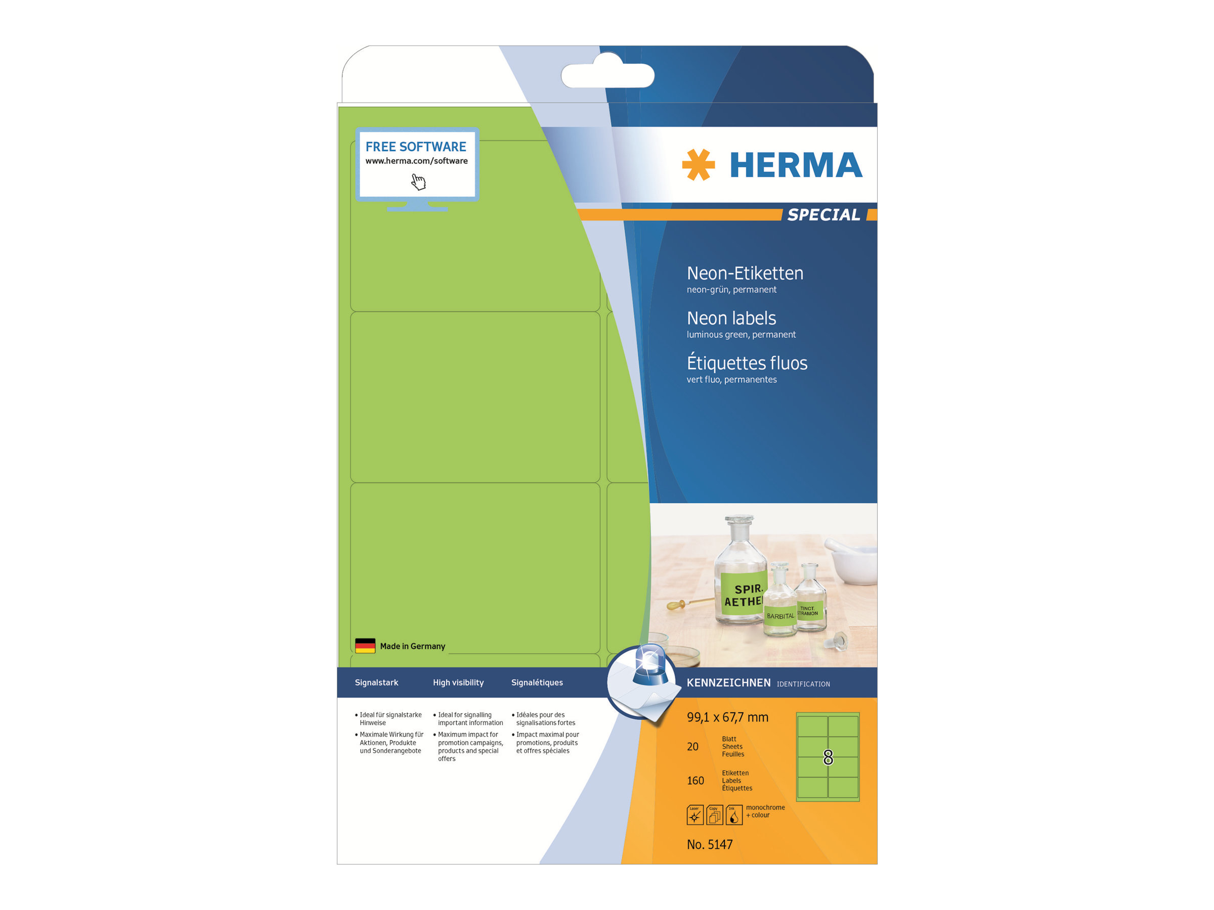 160 HERMA Etiketten 5147 gruen 99,1 x 67,7 mm 160 HERMA Etiketten 5147 gruen 99,1 x 67,7 mm