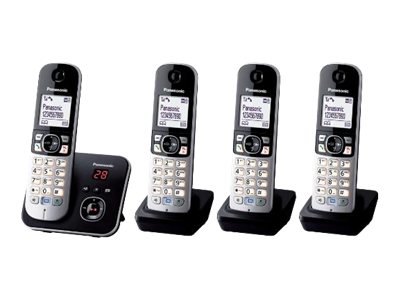 Panasonic KXTG6824GB Schnurloses TelefonSet mit Anrufbeantworter schwarzsilber